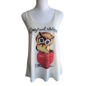 Shubcheery Valentine's Day Owl Whilte Tank Top